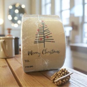Christmas Gift Tags Self Adhesive 4 Rustic Holiday Design Labels 2 x 3" Roll 500